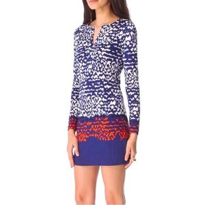 DVF Diane Von Furstenberg Regina Scribble Print 100% Silk Dress Size 0
